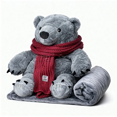 Мягкая игрушка "Медведь" с пледом (110х150)