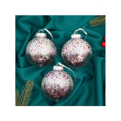 Ёлочные игрушки «Праздничное настроение», шары новогодние, набор 3 шт., d=8 см