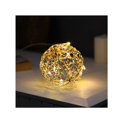 Подвеска световая «Шар плетеный», 10 см, 10 LED, от батареек ААx2, свечение тёплое белое