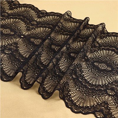 Кружевная эластичная ткань, 240 мм, 2.7±0.5 м, чёрная №8