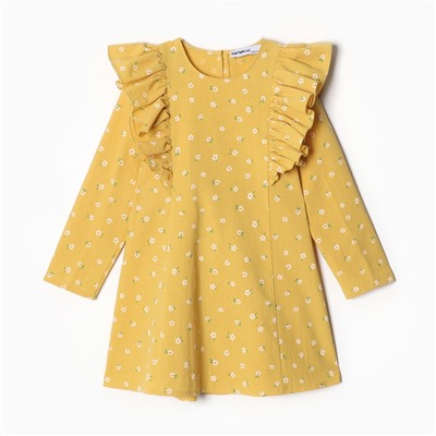 Платье детское с воланами KAFTAN, размер 32 (110-116 см), жёлтое