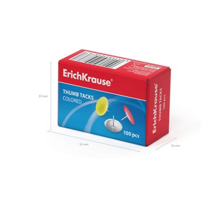 Кнопки канцелярские 100шт цветные 24876 ErichKrause