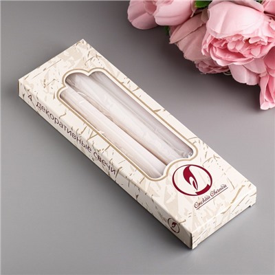 Набор свечей античных, 2.3×24.5 см, 5 ч, 55 г, 4 шт., белый