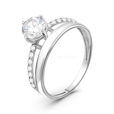 Кольцо из серебра с фианитами родированное 925 пробы К-2826-Р