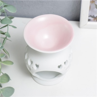 Аромалампа для эфирных масел «Сеточка из сердец», керамика, 9×7.5×7.5 см, МИКС