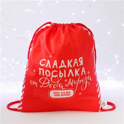 Мешок новогодний под сладости «Посылка от Деда Мороза» (полиэстер плотностью 210D) 29×34 см