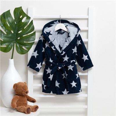Халат махровый детский «Крошка Я. Звездочки», размер 28, синий