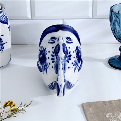 Подставка для ложек «Чудо-рыба», 10×16.5×13.5, фарфор гжель