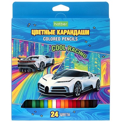 Карандаши цветные 24цв. ECO "COOL RACING" заточен. в карт. коробке с европодвесом