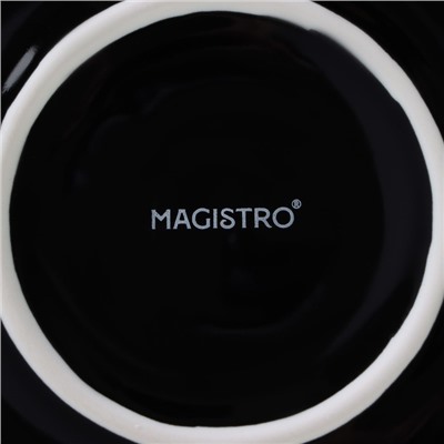 Набор посуды Magistro La palla, 7 предметов: тарелка d=23 см, 2 тарелки d=23.2 см, 2 тарелки 1000 мл, 2 салатника 1000 мл, фарфор, чёрный