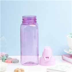 Бутылка для воды спортивная прозрачная, 450 мл, 20×8 см, цвет МИКС