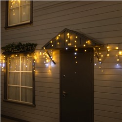 Гирлянда «Бахрома» 6 × 0.7 м, IP44, УМС, тёмная нить, 120 LED, свечение тёплое белое, мерцание, 220 В