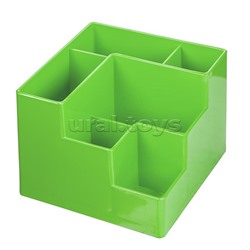 Подставка для канцелярских принадлежностей 12,2x12,2x10 см, 6 секций, непрозрачная зеленая