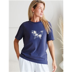 Футболка с принтом свободная эластичная из премиального хлопка