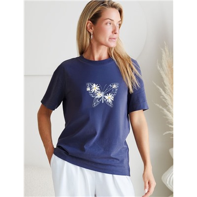 Футболка с принтом свободная эластичная из премиального хлопка