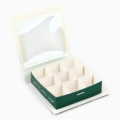 Коробка под 9 конфет с ячейками «С Новым годом!» 14.5×13.5×3.5 см