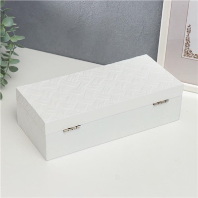 Шкатулка для украшений «Белое плетение», дерево, 8×27×12.2 см