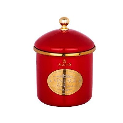 Банка для сыпучих 0,5л AGNESS ТЮДОР 9х9см эмаль, красный