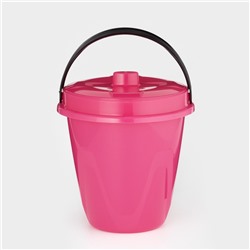 Ведро с крышкой «Лайт», 5 л, d=23.4 см, h=24 см, пластик, розовое