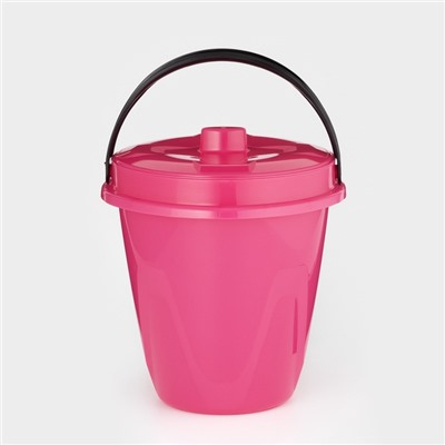 Ведро с крышкой «Лайт», 5 л, d=23.4 см, h=24 см, пластик, розовое