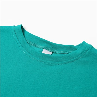 Футболка детская со спущенным плечом, зеленая, рост 116 см