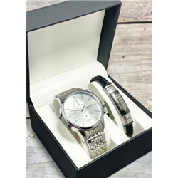 Подарочный набор для мужчины часы и браслет + коробка #22853387