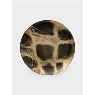 Тарелка подстановочная Magistro Brown Marble, d=33 см, стекло, коричневая