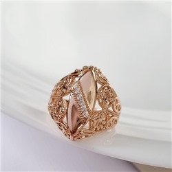 Кольцо 19 р крупное ювелирная бижутерия коллекция "Дубай" покрытие позолота, вставка: фианиты, цвет: прозрачный, арт.314.789-19