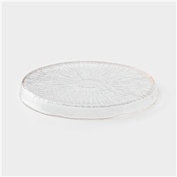 Тарелка Magistro Water lily, d=20.5 см, с золотой каймой, стекло, прозрачная
