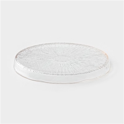 Тарелка Magistro Water lily, d=20.5 см, с золотой каймой, стекло, прозрачная