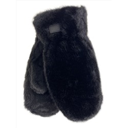 Зимние меховые женские варежки,  цвет  черный
