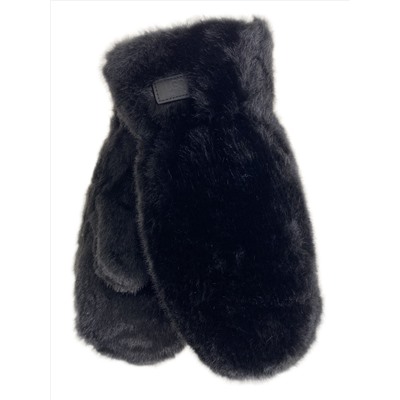 Зимние меховые женские варежки,  цвет  черный