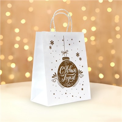 Пакет бумажный подарочный новогодний, «Ёлочная игрушка», 22×12×28 см