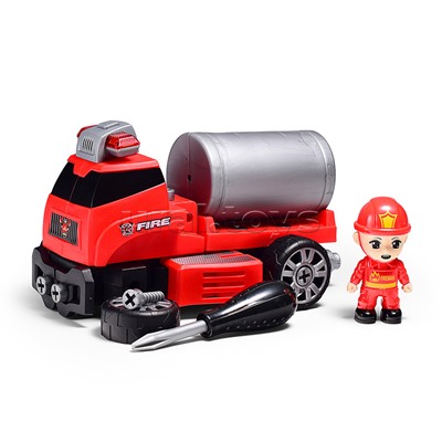 Конструктор-машина "Пожарная служба" с отверткой, в коробке