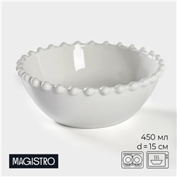 Салатник Magistro «Лакомка», 450 мл, d=15 см, фарфор, белый