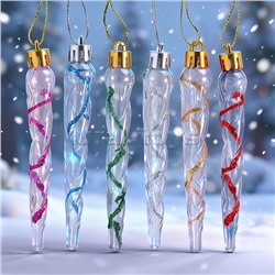 Новогоднее украшение "Сосульки" (6шт х 11см)
