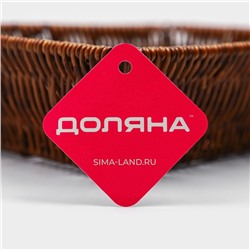 Корзинка для фруктов и хлеба Доляна «Огайо», 26×20.5×6.5, пластик, плетёная, прямоугольная, коричневая