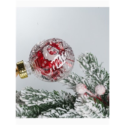 Ёлочные игрушки «Бринцзе», шары новогодние, d=6 см, набор 6 шт., красный/прозрачный