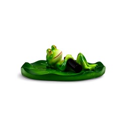 Садовая фигура из полистоуна «Лягушка на отдыхе», 10×11×6 см, плавающая