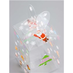 Коробка подарочная новогодняя складная ПВХ «Веселый Дед Мороз» 6×6×10 см