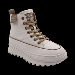 Кроссовки высокие из натуральной кожи MS-S196 бежевые