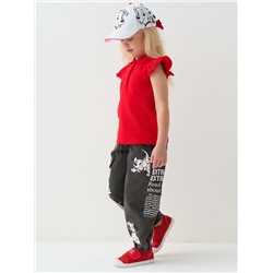 Брюки текстильные джинсовые укороченные для девочек