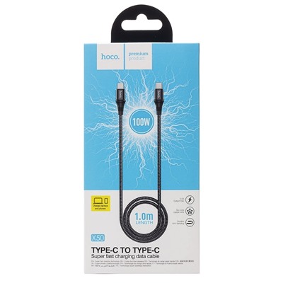 Кабель Type-C - Type-C Hoco X50 Excellent 100W 100см 5A  (black)