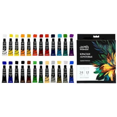 Набор акриловых красок 24 цв 12 мл "VERSATO" ассорти коробка из микрогофрок. с европодвесом AF13-024-24 ARTформат