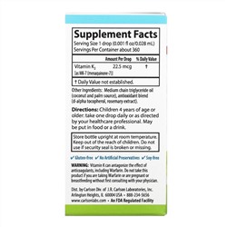 Carlson Labs, Super Daily K2 для детей, 22,5 мкг, 10,16 мл (0,34 жидк. унций)