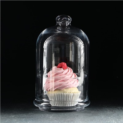 Блюдо сервировочное Paşabahçe Patisserie midi, d=11.5 см, стекло, с купольной крышкой, прозрачное