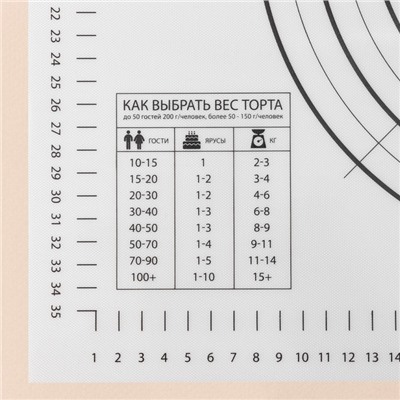 Коврик для выпечки и раскатки теста с разметкой KONFINETTA, армированный, силикон, 40×50 см, 0.44 мм, чёрный