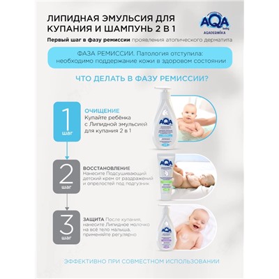 Эмульсия для купания малыша и шампунь 2 в 1 AQA DERMIKA липидная, 250 мл