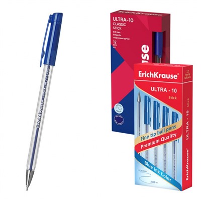 Ручка шариковая 0.7 мм "Ультра-10 Классика" 13873 синяя технология суперскольжения ErichKrause