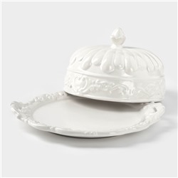 Блюдо с крышкой клош «Винтаж», 24.5×22×13 см, керамика, белое